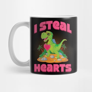 I Steal Hearts Valentines Day Dinosaur T-Rex Mug